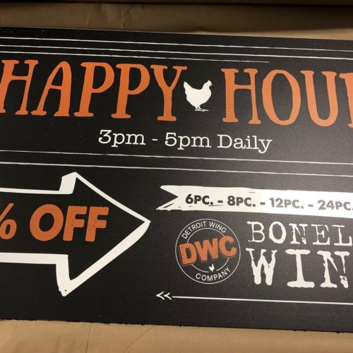 Detroit Wings Company - Happy Hour Sign