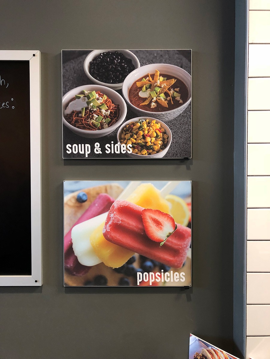 High quality menu item printed graphics for restaurant walls