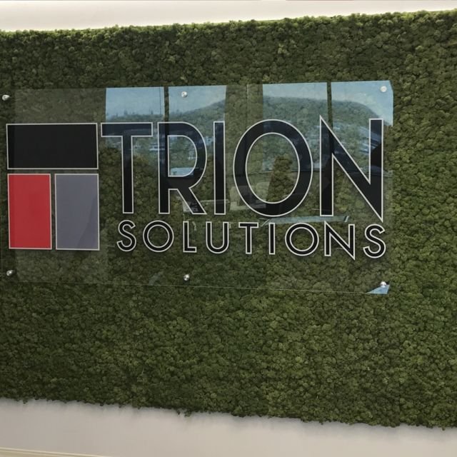 Trion Solutions Sign on Green Moss