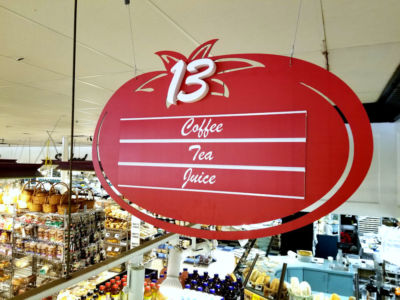 Grocery Aisle Hanging Sign - Coffee, Tea, Juice