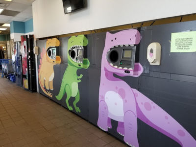 Dinosaur Themed Bottle Return Graphics - Heartland Marketplace