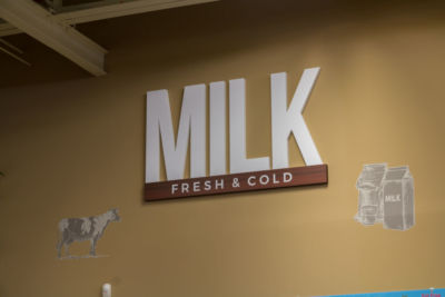 Wall Hung Dimensional Signage - Grocery Store Milk