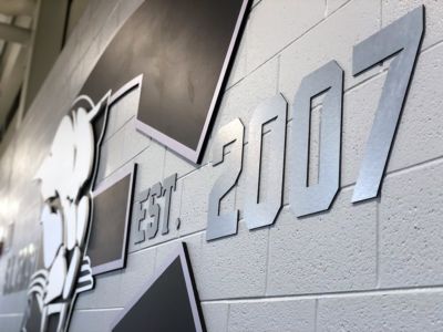 est. 2007 in Wall Mounted Metal Lettering