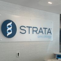 Strata Oncology Lobby Signage Frosted Glass